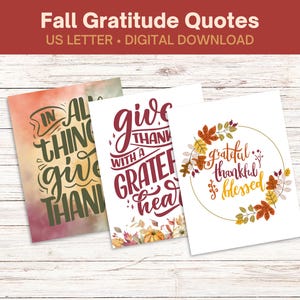 Thanksgiving Gratitude Quotes printable wall decor | Positive Inspirational Home Decor Art