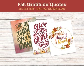 Thanksgiving Gratitude Quotes printable wall decor | Positive Inspirational Home Decor Art