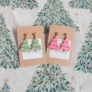 Handmade Polymer Clay Earrings Christmas tree /Christmas/stocking stuffer/Gifts for her/Nickle free