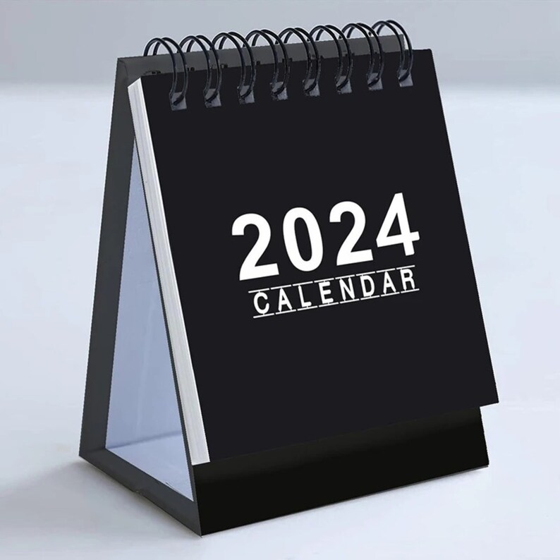 Small Desk Black White Calendar 2024 2025, 2024 Mini Desk Calendar