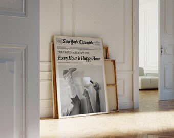 Trendy Newspaper Print, Girls Just Wanna Have Fun Poster (Digital Download)