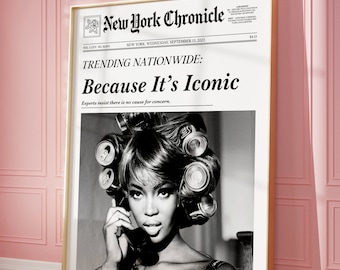 Trendige New Yorker Zeitungskunst | Vintage Barwagen, It Girl Wohnheim Retro Wand Kunst | New York Times Wandkunst, Preppy Girly Kunst