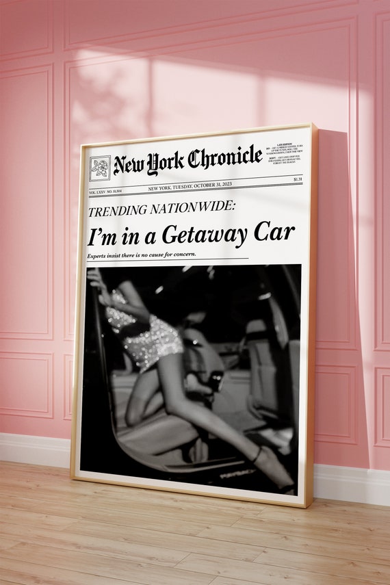 Trendy Swiftie Newspapers Wall Art, New York News | Preppy Girly Poster, Vintage Bar Cart, Getaway Car, Retro Wall Art | Printable Wall Art