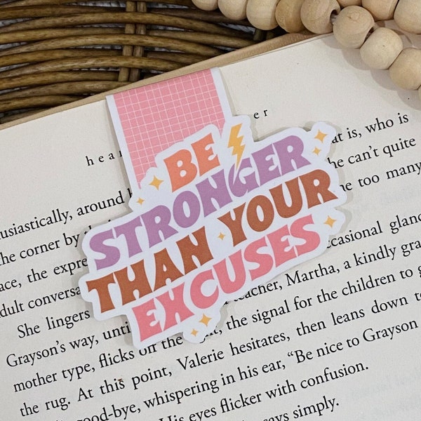 Motivational Magnetic Bookmark, Gift for Book Lovers, Stocking Stuffer for Teens, Bookworm Gifts, Fitness Be Stronger Than Your Excuses