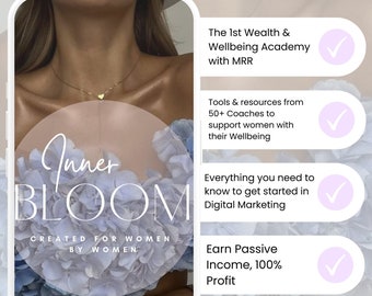 Inner Bloom DFY Wealth & Wellbeing Academy with Master Resell Rights. Includes 28 Done for you digital marketing guide with MRR faceless