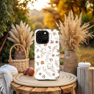 Autumn Foliage and Floral Phone Case |  Nature Inspired cover  | iPhone 16, 15, 14, 13, 12, 11, SE, X, XR, XS Max, S24  S23 S22 S21
