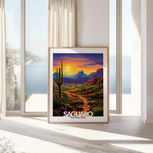 Saguaro Desert Printable Wall Art, Southwestern Cactus Digital Download, Sunset Landscape Wall Decor, Boho National Park Artwork, 300 DPI