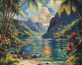 American Samoa National Park Oil Painting Wall Clock