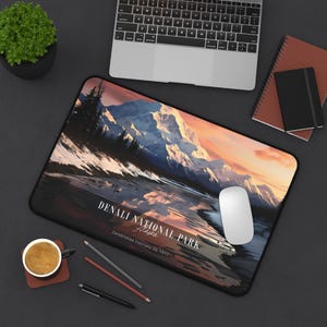 Extra Large National Parks Desk Mat Mouse Pad - Denali, Nature Aesthetic, Gift for Nature Lovers, Office Accessories