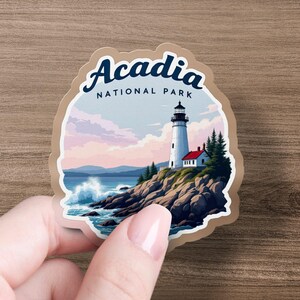 National Park Stickers Acadia National Park Sticker Lighthouse Scenic Beauty Outdoor Adventure Decal Collectible Car Laptop