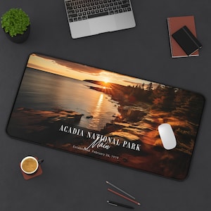 Extra Large National Parks Desk Mat Mouse Pad - Acadia , Nature Aesthetic, Gift for Nature Lovers, Office Accessories