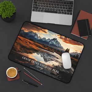 Extra große Nationalparks Schreibtischunterlage Mauspad - Grand Teton, Naturästhetik, Geschenk für Naturliebhaber, Büro-Accessoires