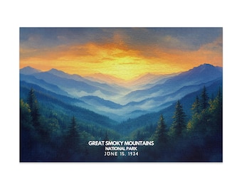 Rompecabezas del Parque Nacional de las Grandes Montañas Humeantes, rompecabezas de paisaje escénico, rompecabezas de puesta de sol en la montaña, rompecabezas de naturaleza, 500 piezas