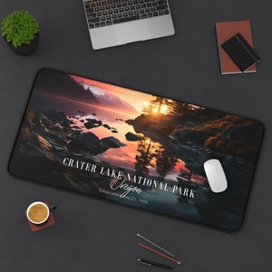 Extra Large National Parks,Desk Mat Mouse Pad - Crater Lake, Nature Aesthetic, Gift for Nature Lovers, Office Accessories