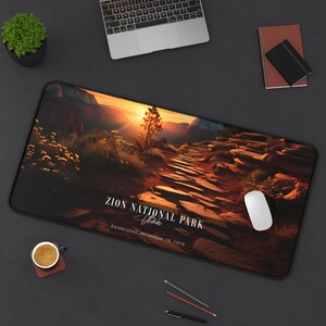 Extra Large National Parks Desk Mat Mouse Pad - Zion , Nature Aesthetic, Gift for Nature Lovers, Office Accessories