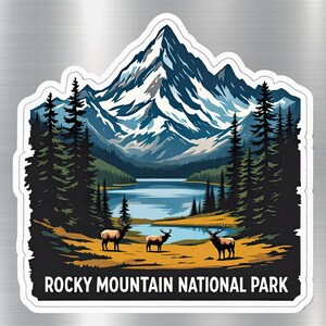 Magnes Rocky Mountain National Park, pamiątkowy magnes z łosiem i widokiem górskim, kolekcjonerski magnes na lodówkę, prezent dla miłośnika przyrody