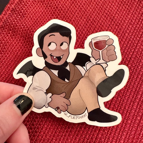 Viago From What We Do in the Shadows, Drinking Blood, Vinyl/glossy Sticker.