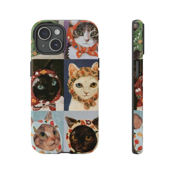 Cat in Art Phone Case Vintage Funny Cover for iPhone 15, 14, 13, 12, 11, SE, XR, XS, 8, Pixel 8 Pro, 7A, 7, 6, Samsung S23, S22, S21, A54