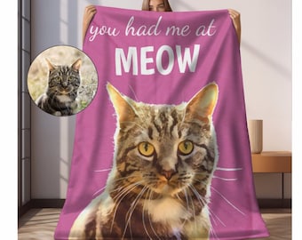Custom Pet Portrait Blanket, Personalized Pet Photo Blanket, Custom Cat Blanket, Custom Pet Blanket, Cat Mom Pet Portrait Blanket