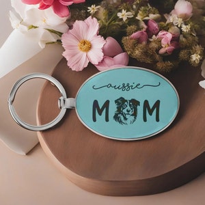 Custom Dog Owner Keychain Idea, Dog Gift Leatherette Keyring, Leather Keychain, Your Pet Breed Dog Owner Mom, Dog Dad Keychain