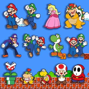 Tableros recortables de Super Mario para decoración de fiestas de cumpleaños