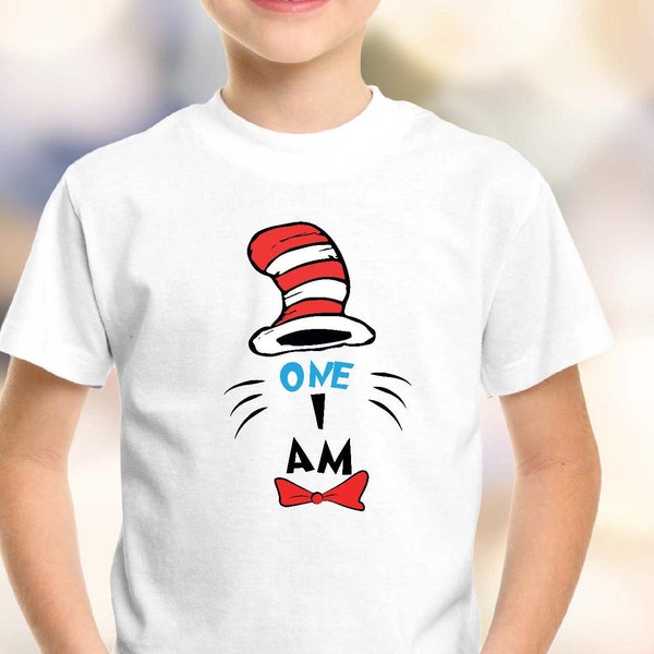 Chemise assortie personnalisée pour la famille avec chapeaux de chat, T-shirt chapeau de chat personnalisé Je suis, chemise chat Dr Seuss dans le chapeau, chemise assortie Reading Week