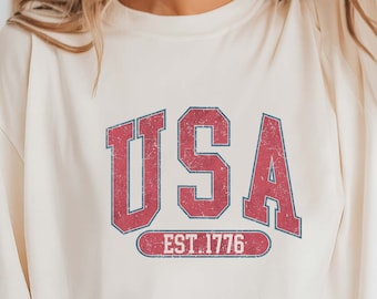 Retro USA Est 1776 Shirt, America 4th of July T-Shirt, USA Flag Shirt, Stars and Stripes Tee, American Women Shirt