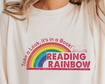 Comfort Colors® Reading Rainbow Shirt, Retro Librarian Shirt, Teacher Appreciation Shirt, Retro Comfort Rainbow School Shirt,Book Lover Gift