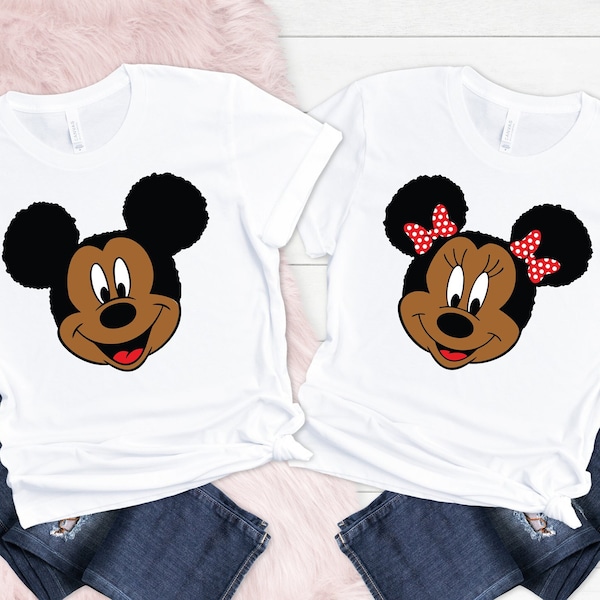 Afro Family T-Shirts, African Mickey Mouse and Minnie Mouse Shirts, Disney Trip Shirts, Family Matching Shirts, Adults and Kids Sizes