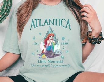 Chemise rétro petite sirène, t-shirt couleurs confort Ariel Disney, chemise princesse Atlantica, chemise princesse Disney assortie, T-shirt Ariel
