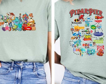 Disney Pixar Characters Comfort Colors® Shirt, Toy Story shirt, Monster Inc Shirt, Up Movie shirt, Disneyland Shirt, Pixar Fest 2025 Shirt