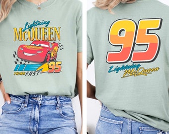 Vintage Lightning Mcqueen Comfort Colors Shirt, Kids Disney Shirt, Disney Cars shirt, Cars Family Vacation Shirt, Cars land shirt
