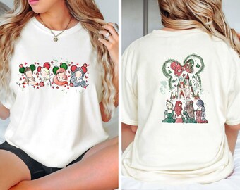 Disney Watercolor Princess Christmas Shirt, Minnie Ears Princess Castle Xmas Tee, Disney Girl Trip, Princess Birthday Party Gifts