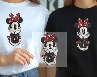 Minnie Mouse Sketch DTF Transfer, Cartoon Heat Transfer, Ready To Press
