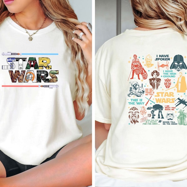 Retro Star Wars Comfort Colors Shirt, Disney Star Wars Shirt, Star Wars Characters Shirt, Galaxy's Edge Shirt