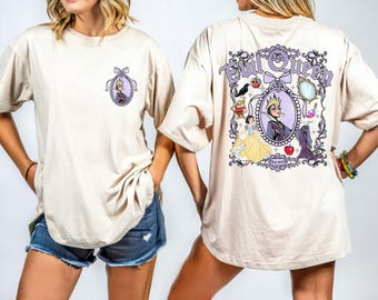 Disney Evil Queen Coquette Bow Shirt, Comfort Colors Evil Queen And Snow White Bow Mirror Shirt, Magic Kingdom Shirt, Disney Castle Tee