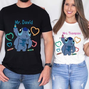Custom Stitch Teacher Shirt, Stitch Shirt, Disney Teacher Shirt, Kindergarten Shirt, School Shirt, Disney Stitch Tee, Teacher Name Shirt