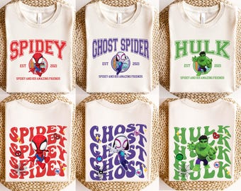 Spidey And His Amazing Friends Shirts, Ghost Spider Shirt, 2 Sided Avengers Family Matching Shirts, Spiderman Shirt, Avengers Superhero Tee