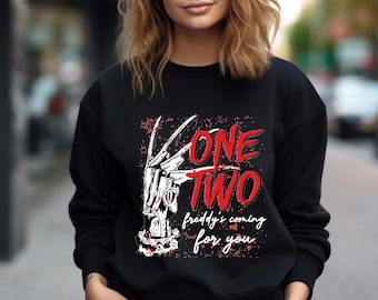 Horror Freddy Shirt, One Two Freddy's Coming For You Tee, Halloween Horror Sweatshirt, Scary Movie Gift, Spooky Night Party Shirt