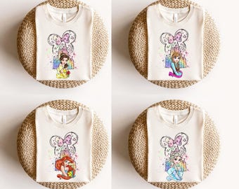 Aquarelle princesse chemise Disney, chemise princesse Disneyworld, chemise aquarelle peinture Disney, chemise Disneyland