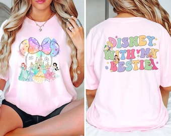 Disney With My Bestie Princess Shirt, Minnie Head Princess Comfort Colors Shirt, Disney World Girls Trip T-shirt, Magic Kingdom Shirt