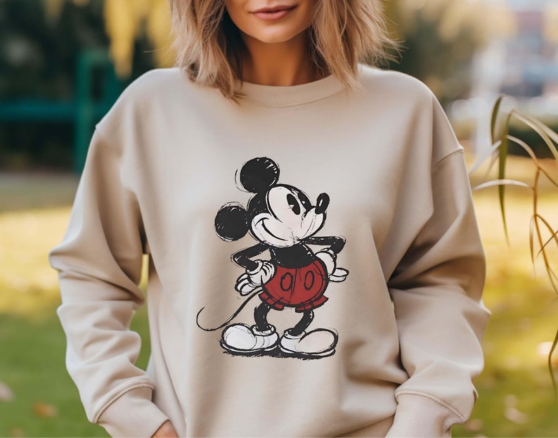 Sketch Mickey Mouse T-shirt, Disney Mickey Mouse Portrait Shirt, Disneyland Vacation Gift, Mickey And Friends Sweatshirt, Magic Kingdom