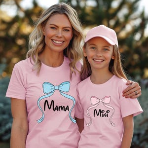 Mama Mini Coquette Bow Matching Shirt, Mother And Daughter Couples Shirt, Mother&#39;s Day Shirt, Mommy And Me , First Mother Day Outfit