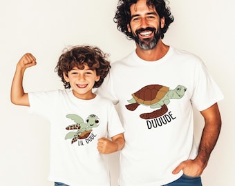 Finding Nemo Duuude and Lil Dude Shirt, Disney Squirt Crush Shirt, Disney Turtle Matching Tee, Disney Daddy and kid Shirt, Father's Day Tee