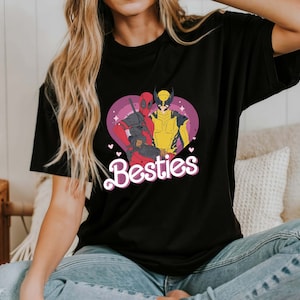 Cute Deadpool Wolverine Besties Forever Comfort Colors Shirt, Wolverine Deadpool Movie Tee, Superhero Best Friends Shirt, Men&#39;s and Women&#39;s