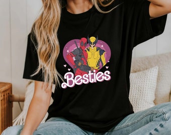 Cute Deadpool Wolverine Besties Forever Comfort Colors Shirt, Wolverine Deadpool Movie Tee, Superhero Best Friends Shirt, Men's and Women's