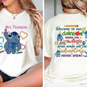 Stitch Teacher T-shirt, Personalized Disney Teacher Tee, Stitch Teacher Name Sweatshirt, Stitch Elementary Teaching Gift, WDW School Tees