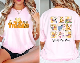 Disney Tigger 2 Sided T-shirt, Comfort Colors® Tigger Mickey Head Balloon Shirt, Disneyland Vacation Tee, Winnie The Pooh Matching Shirt