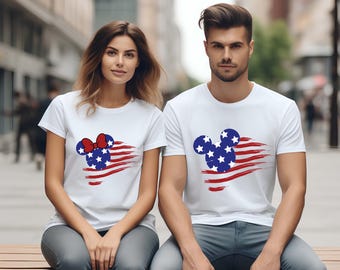 Disney Mickey And Minnie America Couple Shirt, Disneyland America Tee, Disney 4th Of July Shirt, Patriotic America Shirt, Memorial Day Shirt