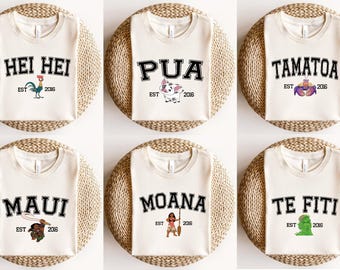 Custom Moana Characters Comfort Color Shirt, Maui Moana Hei Hei Pua, Personalized Birthday Gift, Disney Family Trip Matching